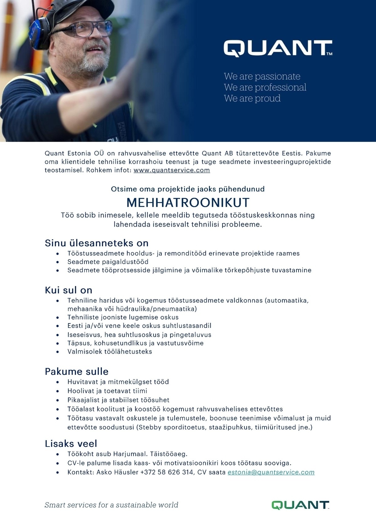 Quant Estonia OÜ Mehhatroonik