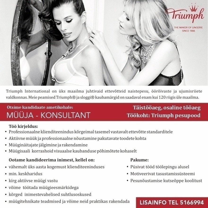 KATRILY OÜ Triumph kaupluse klienditeenindajad