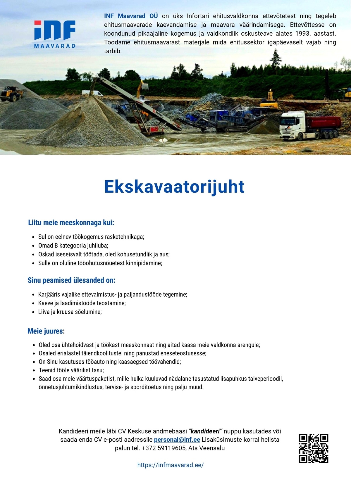 OÜ INF Engineering Ekskavaatorijuht