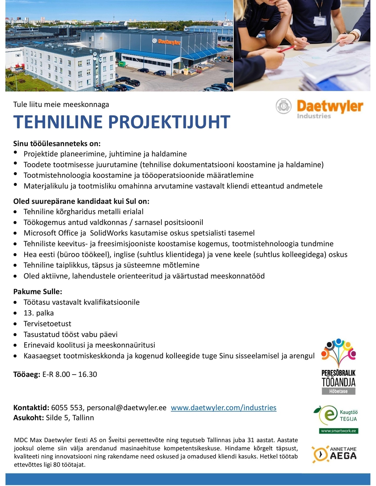 MDC Max Daetwyler Eesti AS Tehniline projektijuht