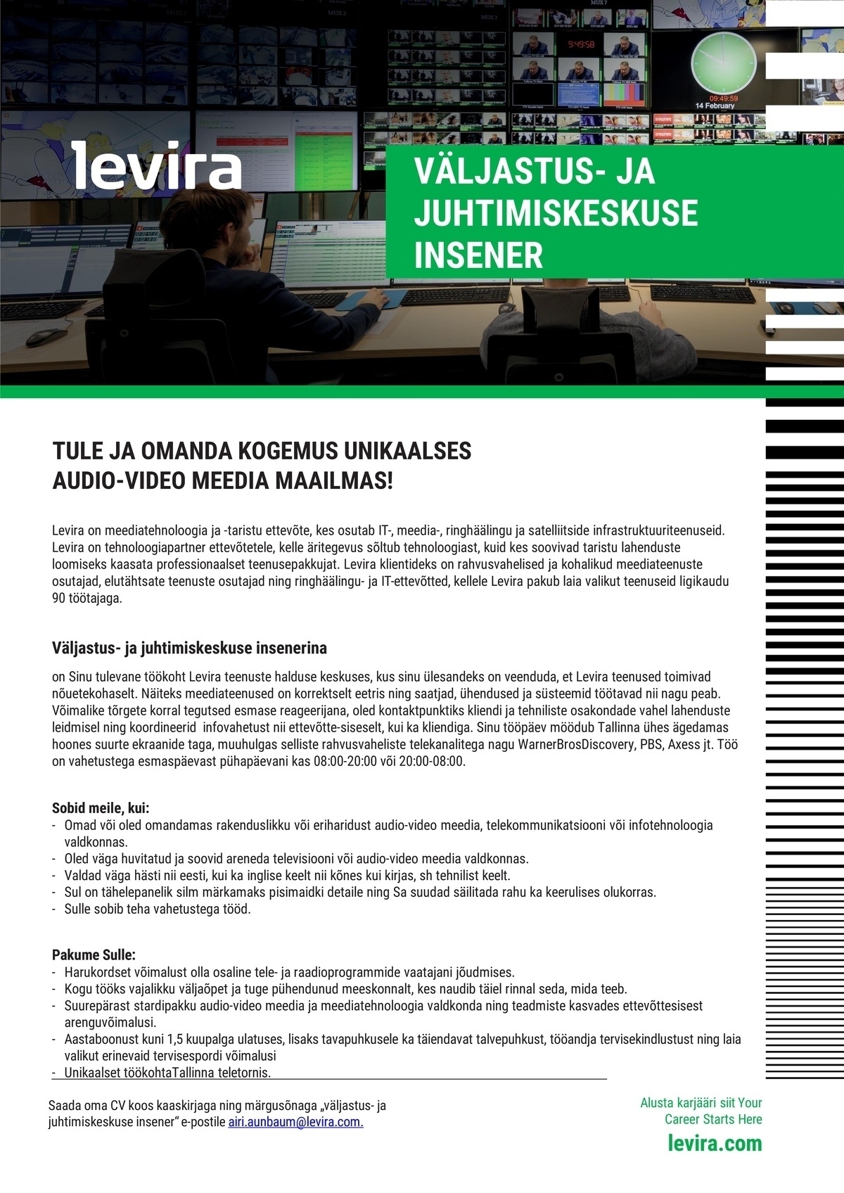 Levira AS VÄLJASTUS- JA JUHTIMISKESKUSE INSENER