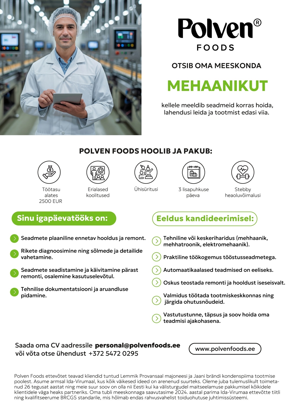 Polven Foods OÜ Mehaanik