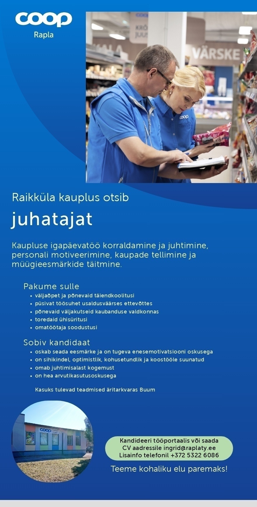 Rapla Tarbijate Ühistu Juhataja Coop Raikküla kaupluses (Coop Rapla)