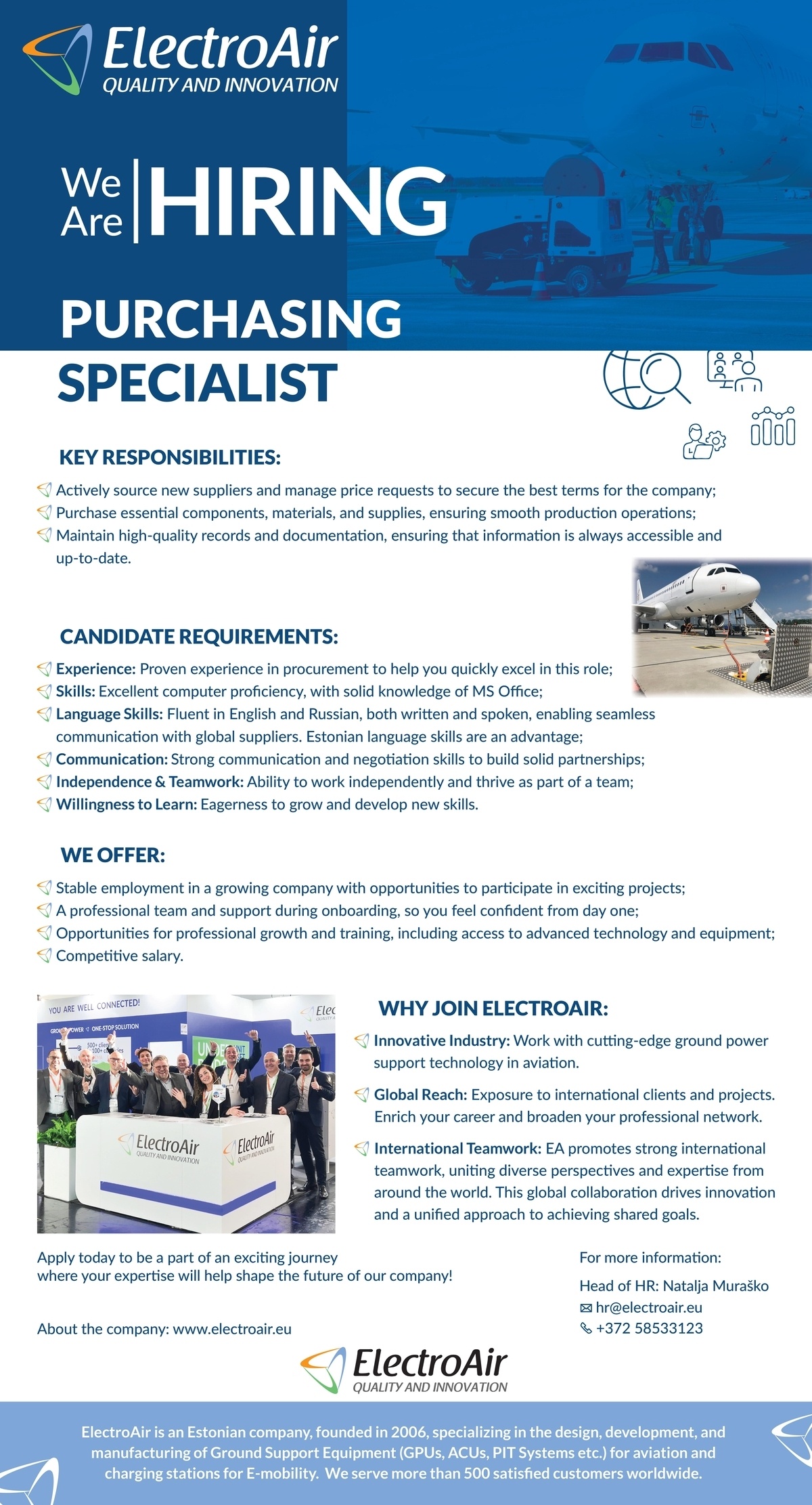 ELECTROAIR OÜ Purchasing specialist