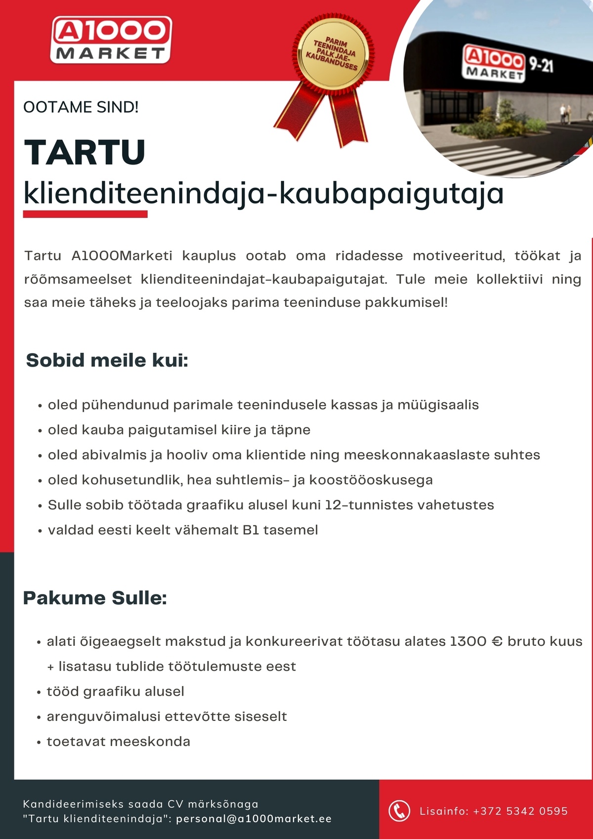 A1M OÜ - A1000Market Klienditeenindaja-kaubapaigutaja