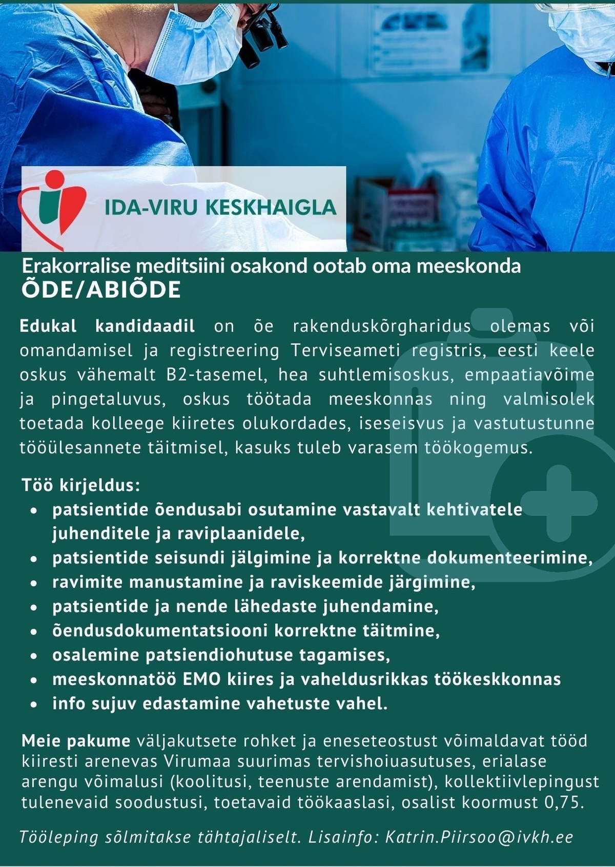 Ida-Viru Keskhaigla SA Õde erakorralise meditsiini osakonda