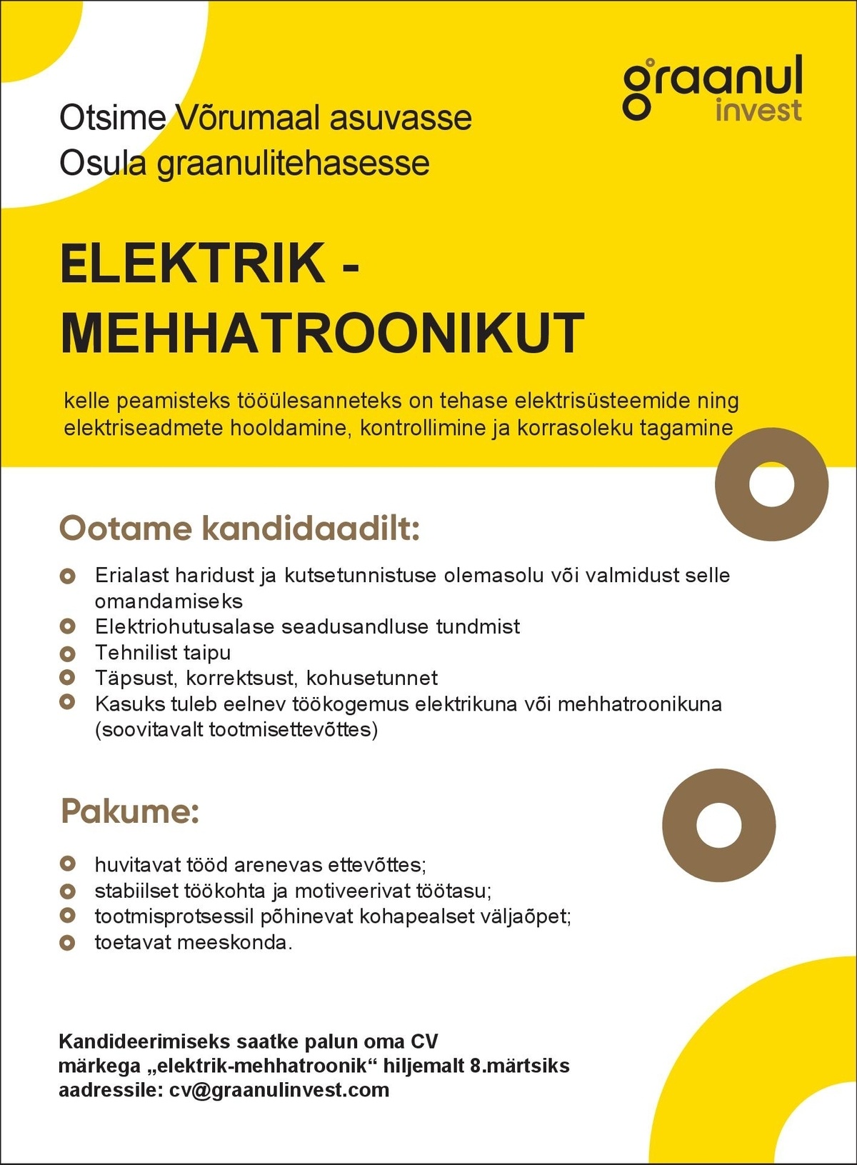 OSULA GRAANUL OÜ Elektrik-mehhatroonik