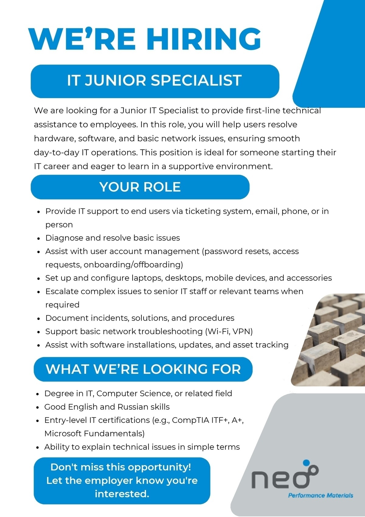 NPM Narva OÜ IT Junior Specialist