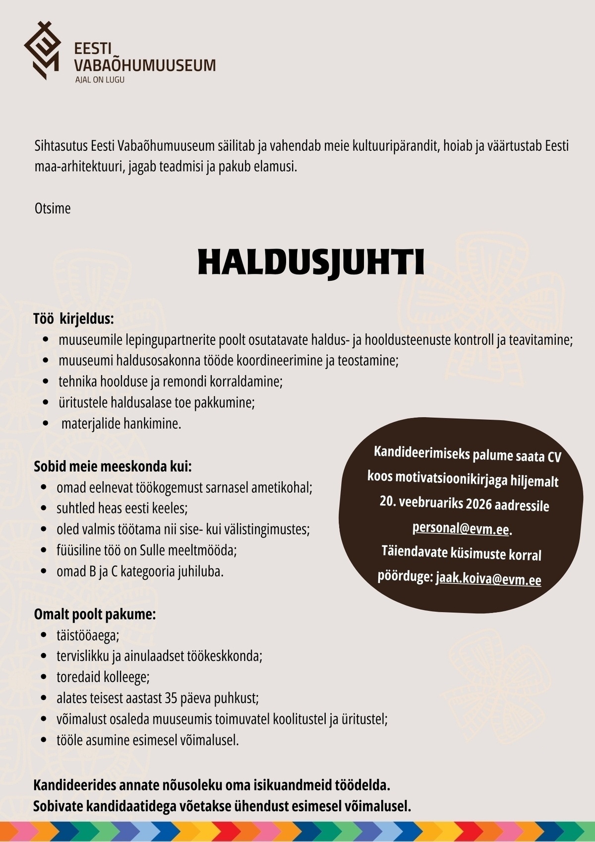 EESTI VABAÕHUMUUSEUM SA Haldusjuht