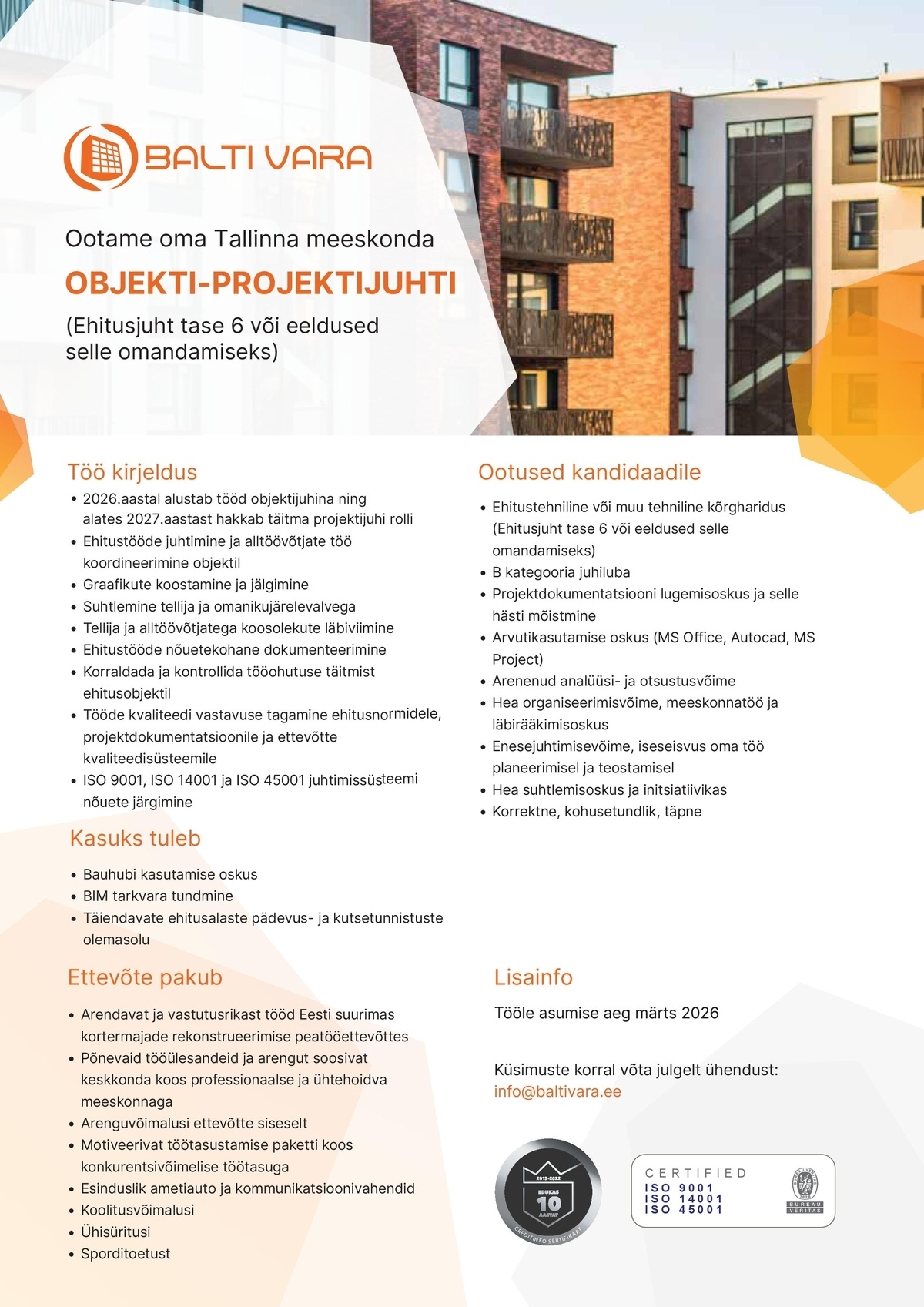 BALTI VARA EHITUS OÜ Objekti-projektijuht