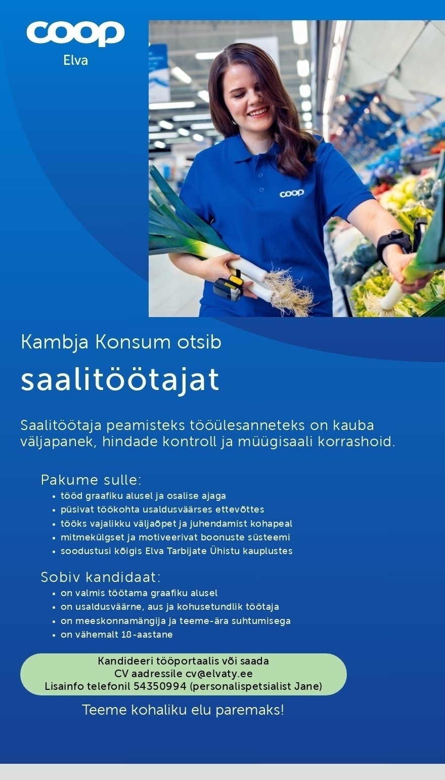 Elva Tarbijate Ühistu Saalitöötaja Kambja Konsumis