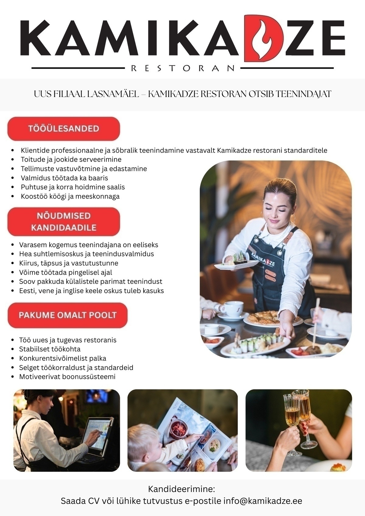 Oktain Grupp OÜ LIITU UUE KAMIKADZE RESTORANIGA LASNAMÄEL – OTSIME KLIENDITEENINDAJAT – AVAME MÄRTSIS