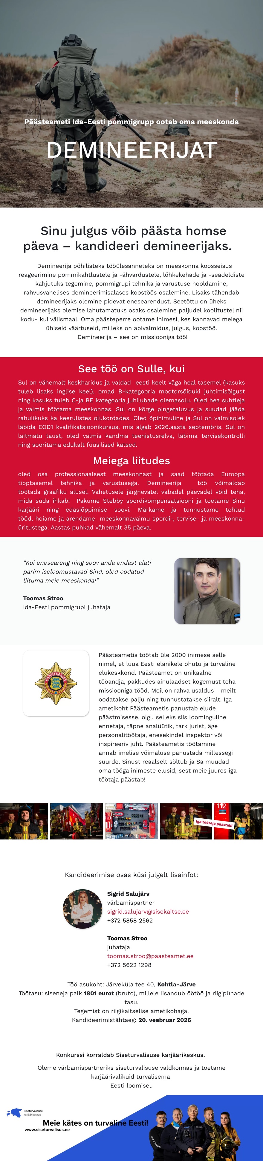 Siseturvalisuse karjäärikeskus Ida-Eesti pommigrupi demineerija