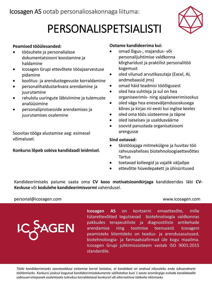 Icosagen AS PERSONALISPETSIALIST