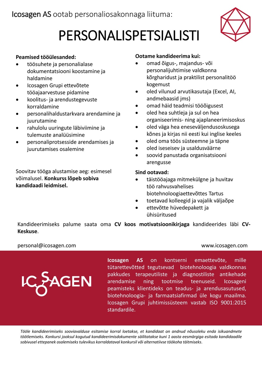Icosagen AS PERSONALISPETSIALIST