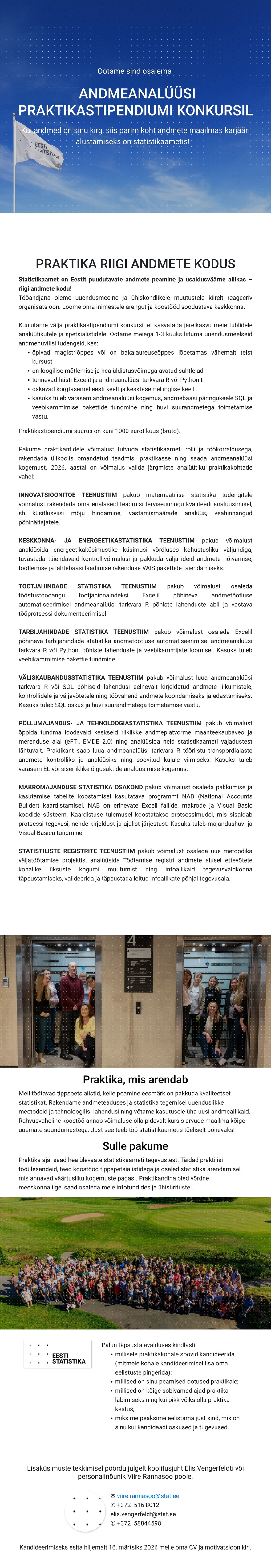 Statistikaamet Andmeanalüüsi praktikastipendium