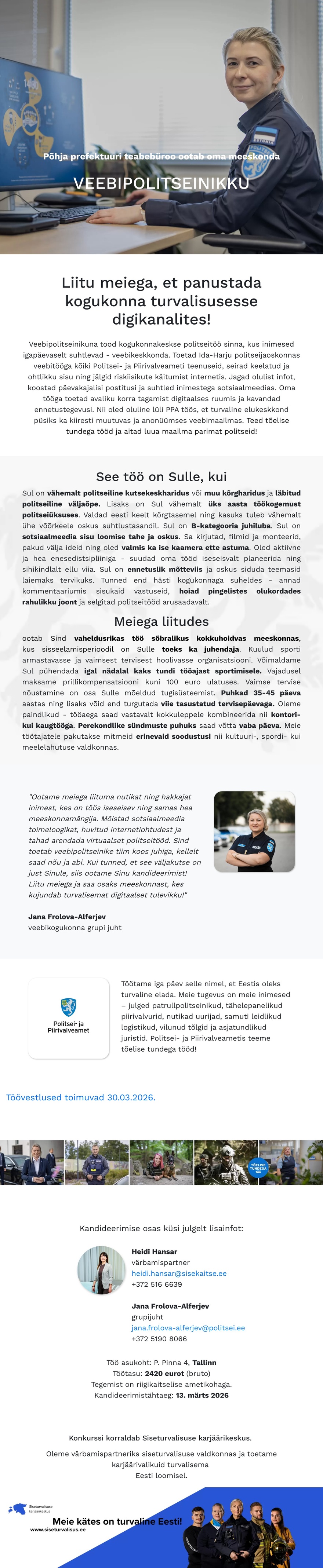 Siseturvalisuse karjäärikeskus Veebipolitseinik