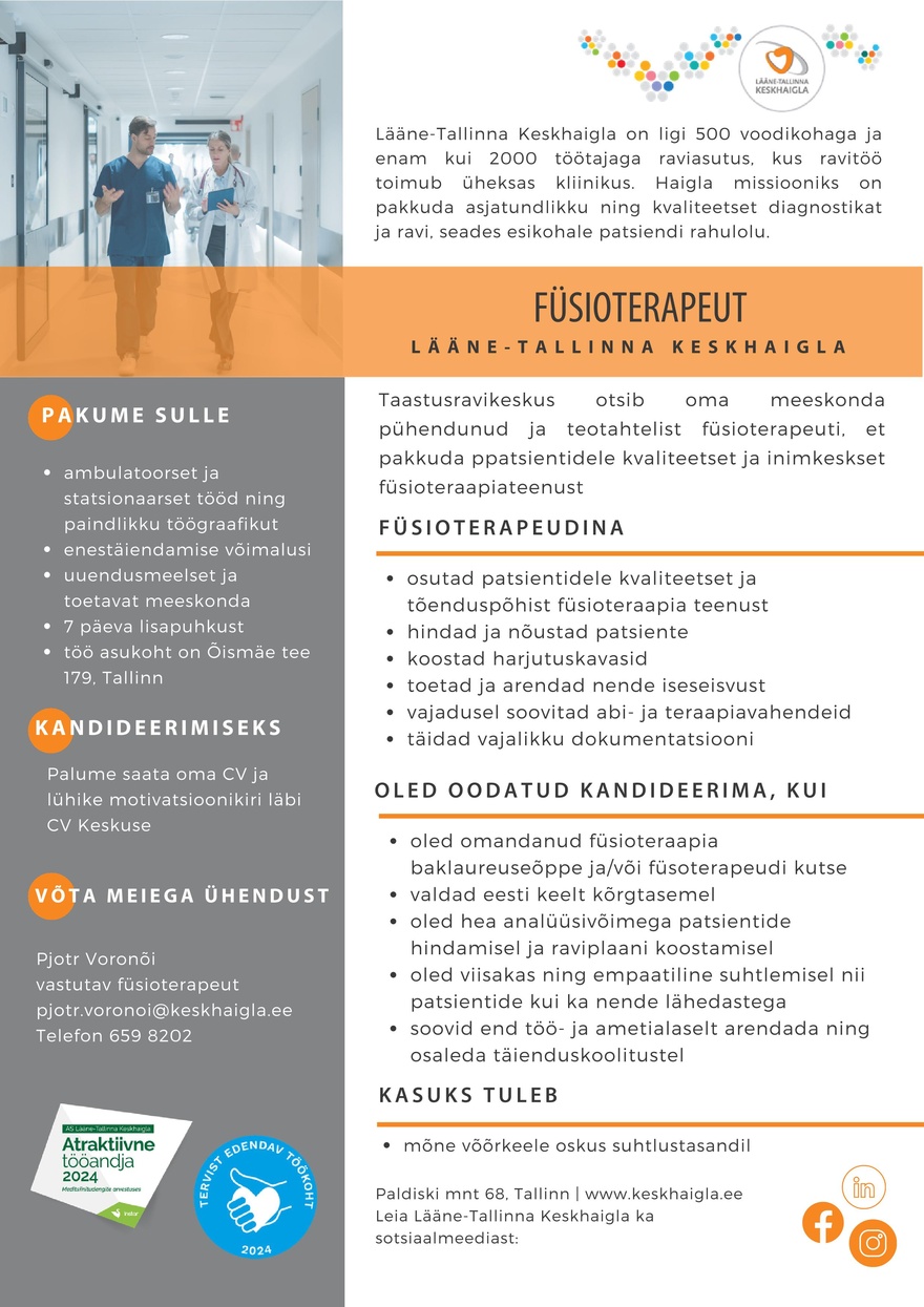 AS Lääne-Tallinna Keskhaigla Füsioterapeut