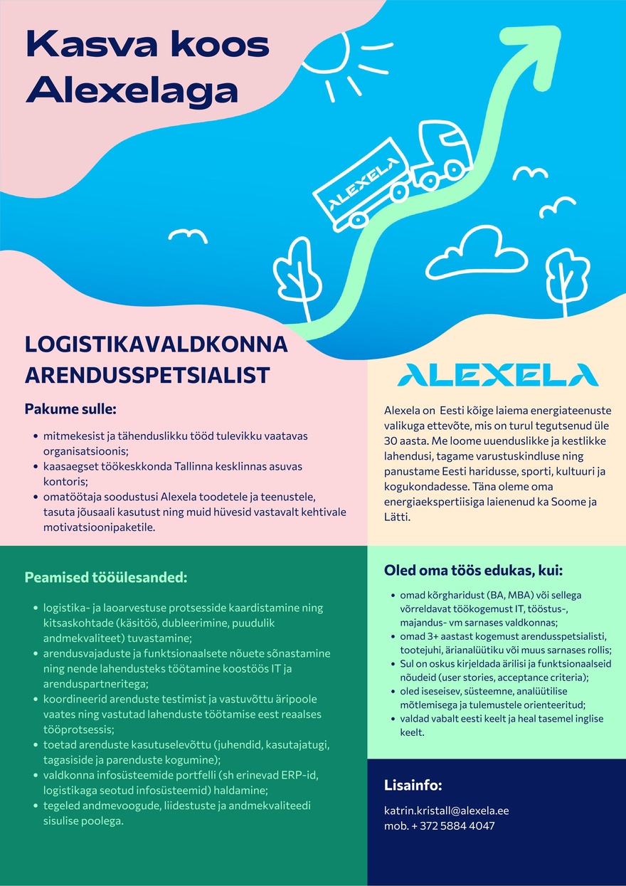 AS Alexela Logistikavaldkonna arendusspetsialist