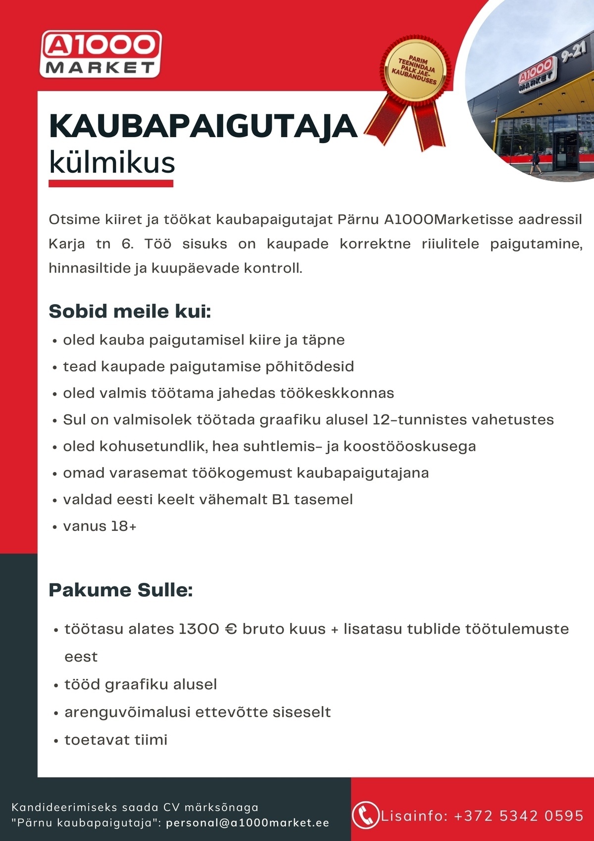 A1M OÜ - A1000Market Kaubapaigutaja külmikus