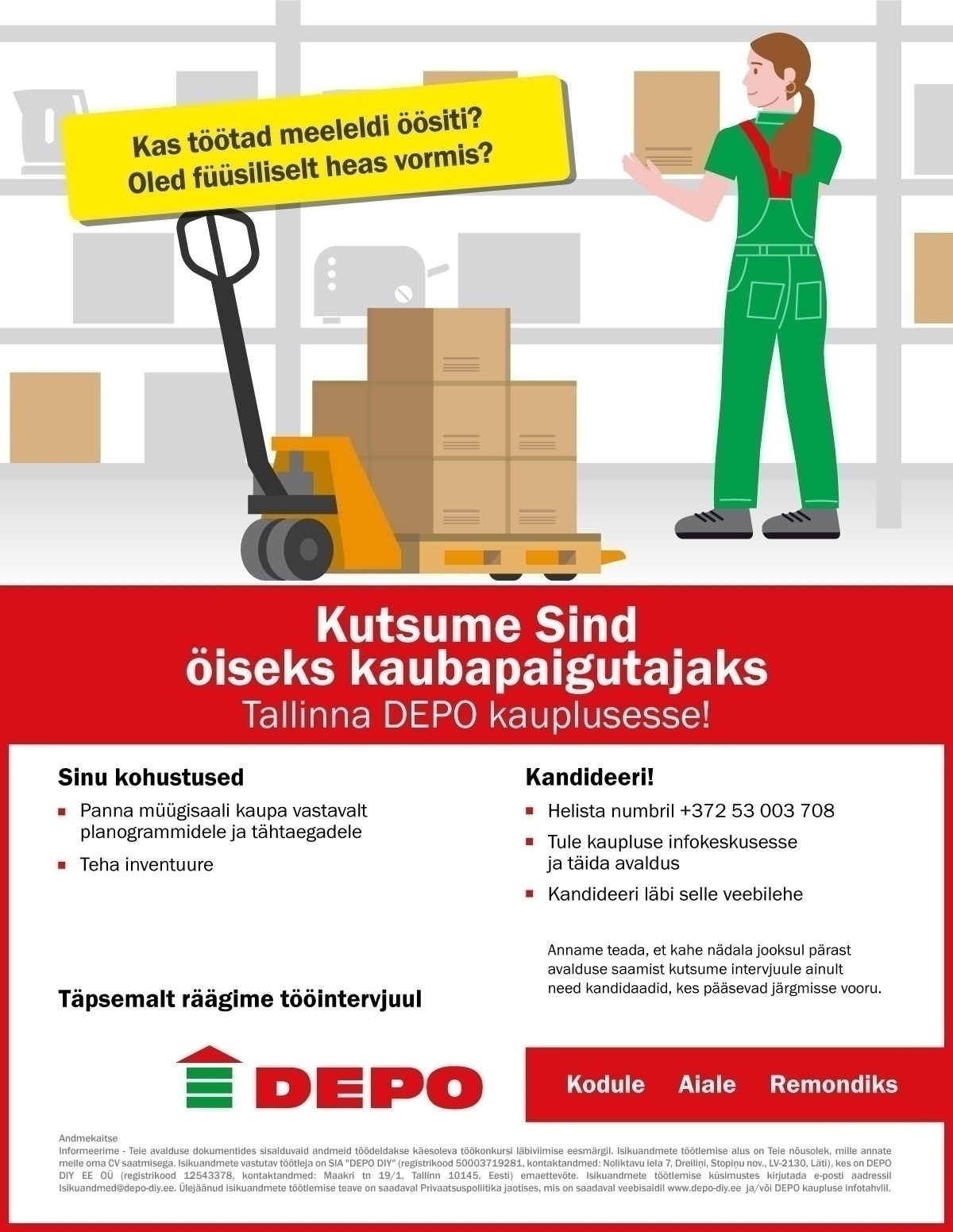 DEPO DIY EE OÜ Öine kaubapaigutaja, Veerenni (Veskiposti 1)