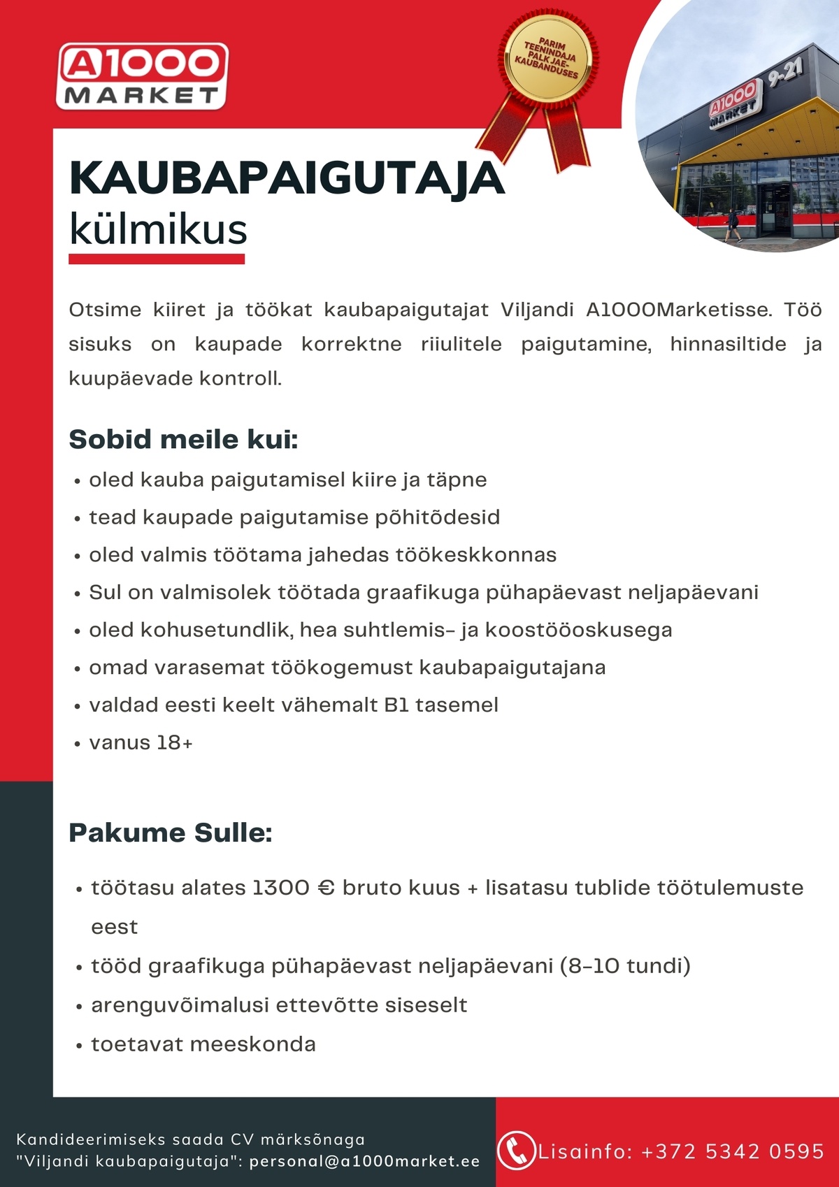 A1M OÜ - A1000Market Kaubapaigutaja külmikus