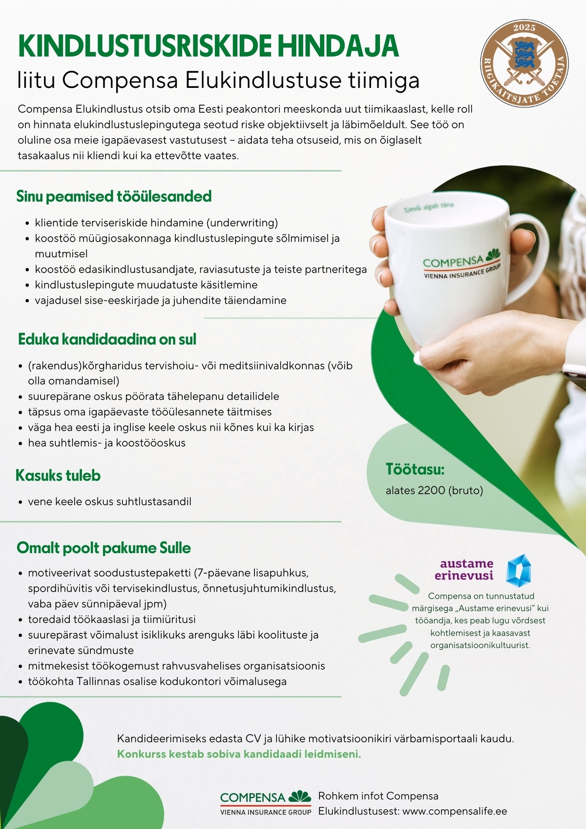 Compensa Life Vienna Insurance Group SE Kindlustusriskide hindaja