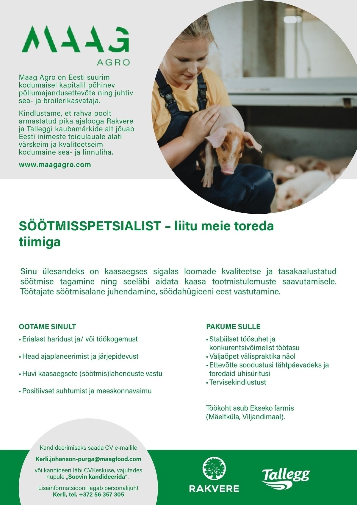 Maag Agro AS Söötmisspetsialist