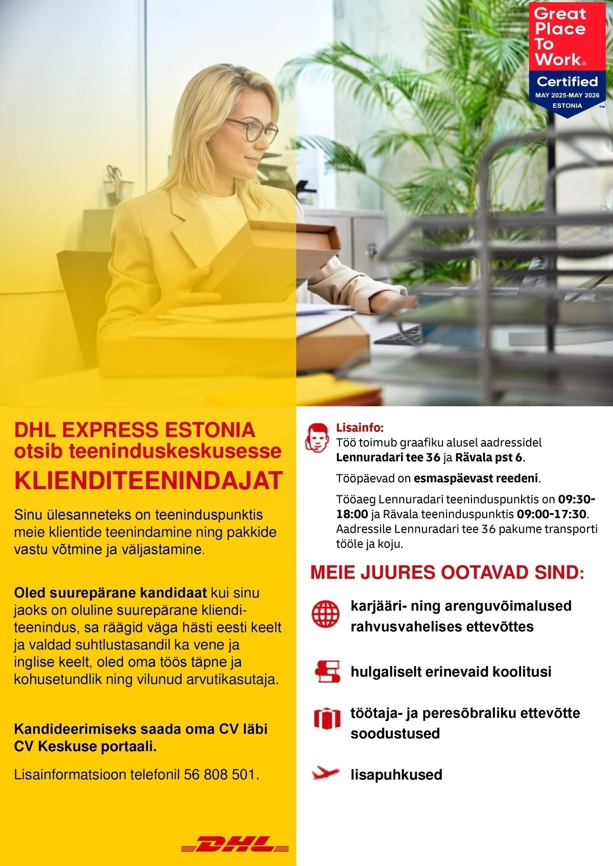 DHL Express Estonia AS Teeninduspunkti klienditeenindaja