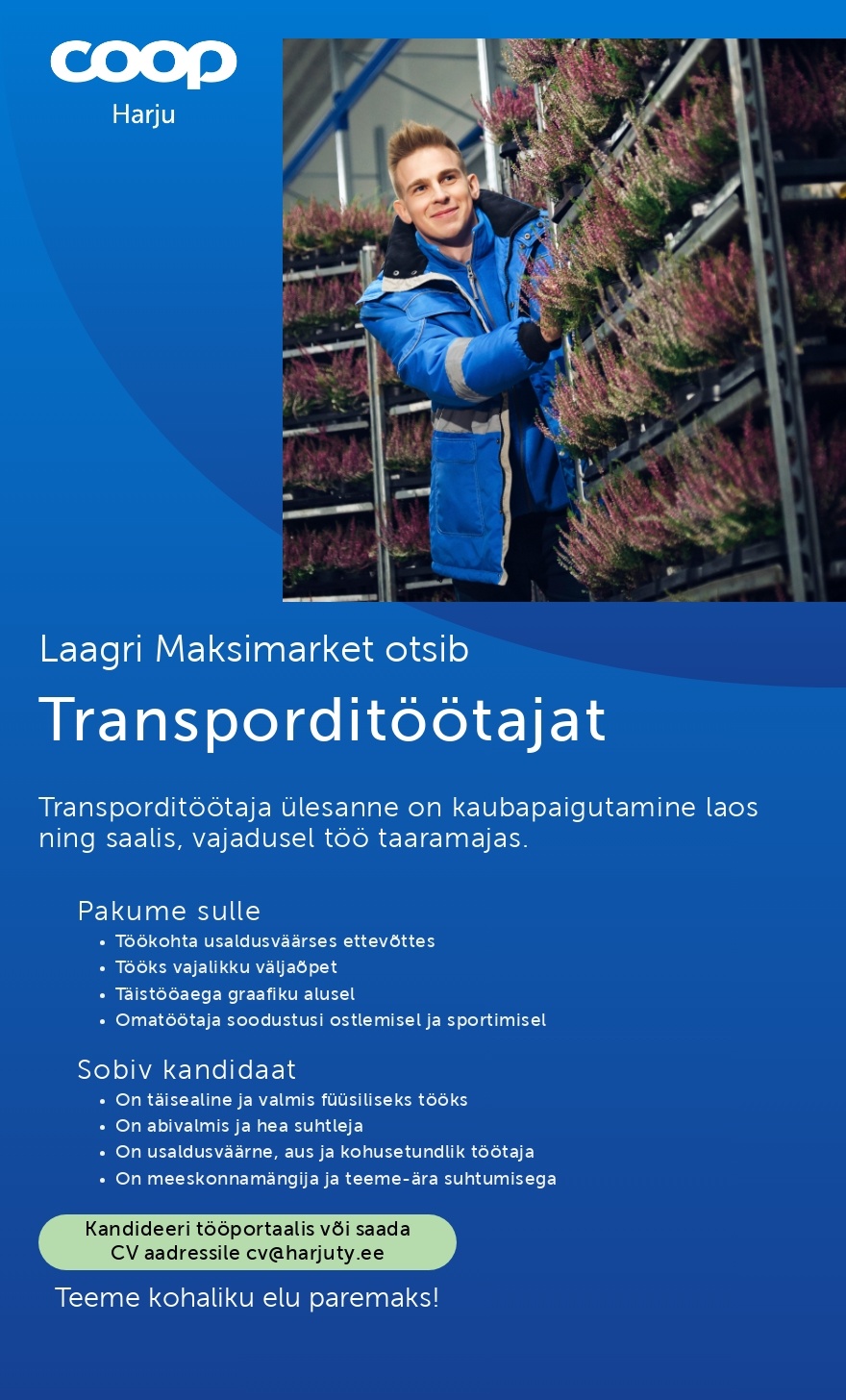 Harju Tarbijate Ühistu Transporditöötaja Laagri Maksimarketisse (Coop Harju)