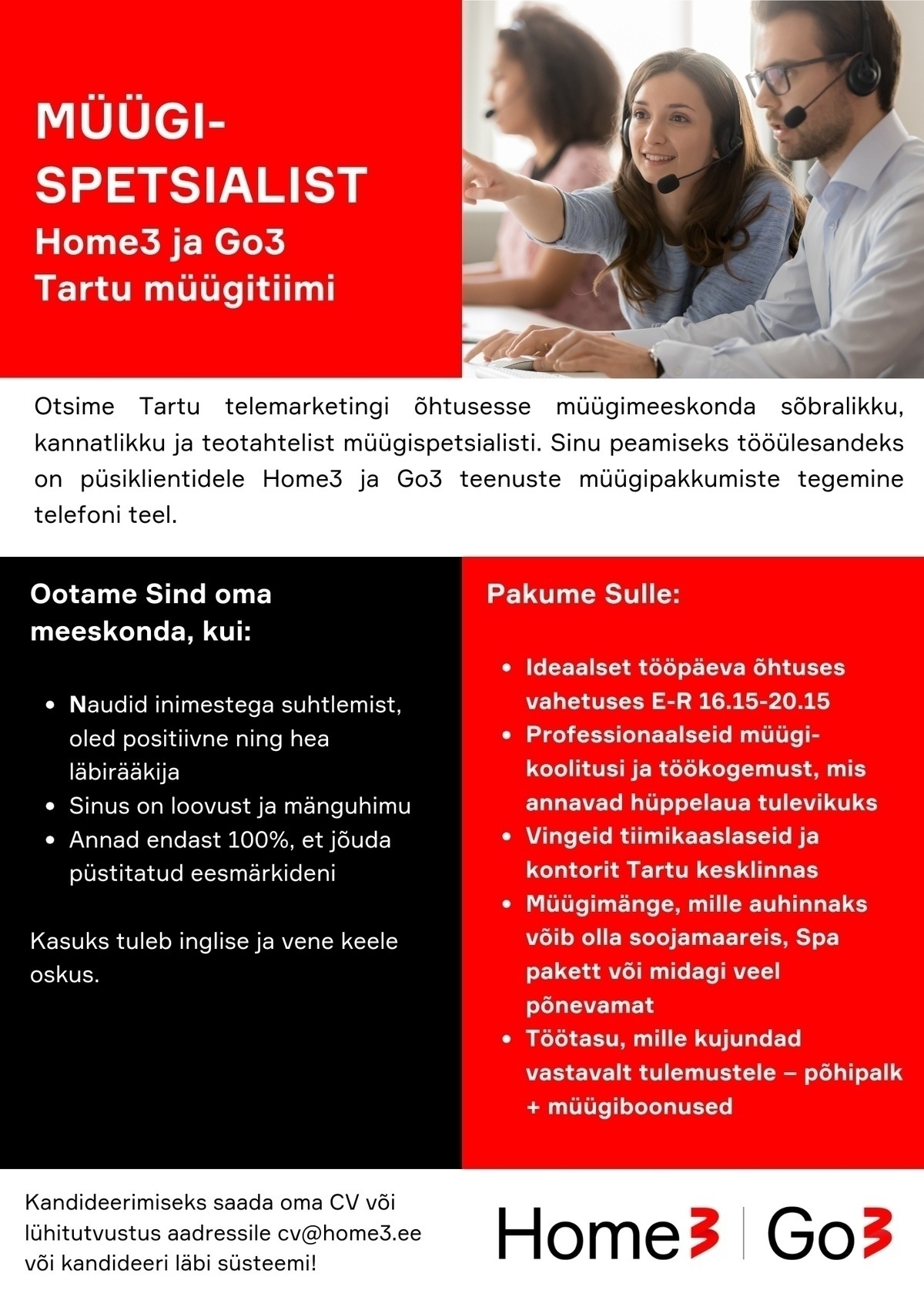 AS Go3 Baltics Püsikliendi müügispetsialist Tv3 Grupis