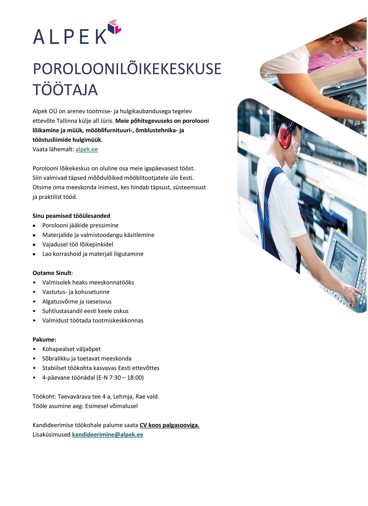 Alpek OÜ Tootmistööline