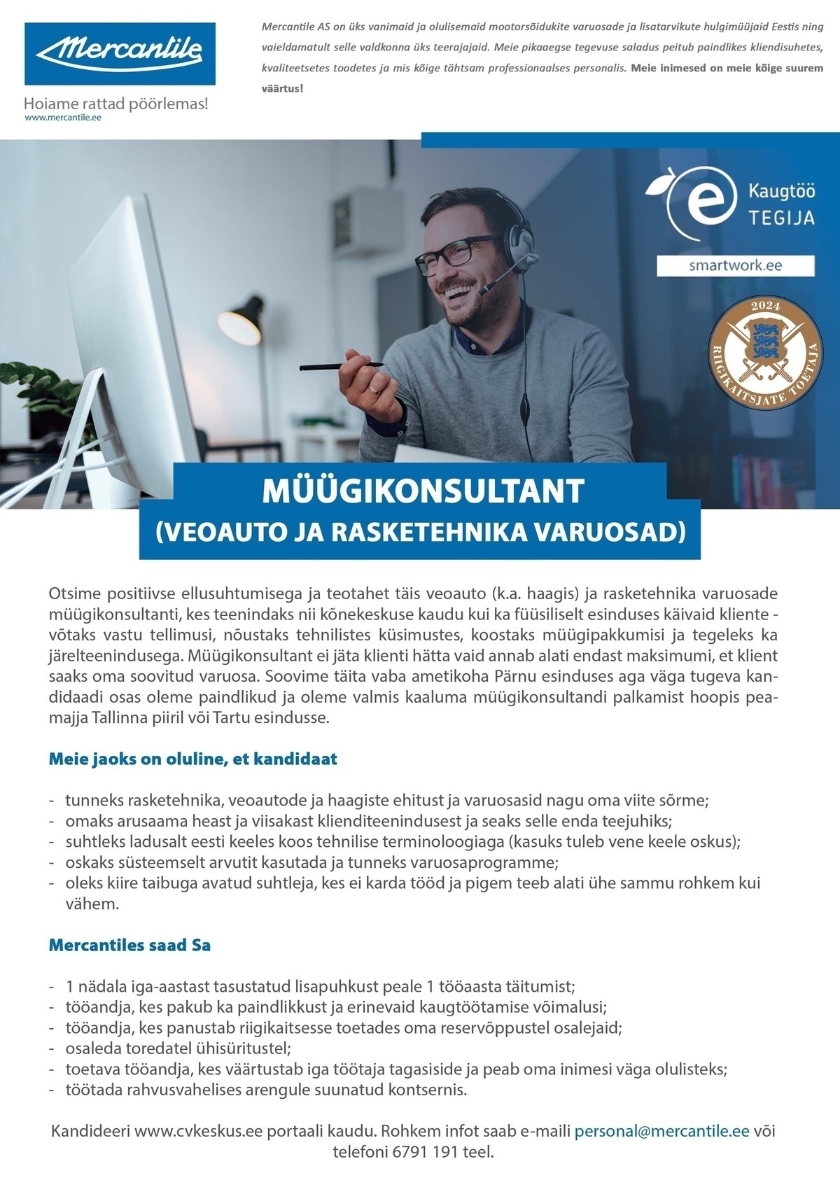 Mercantile AS Veoauto ja rasketehnika varuosade müügikonsultant