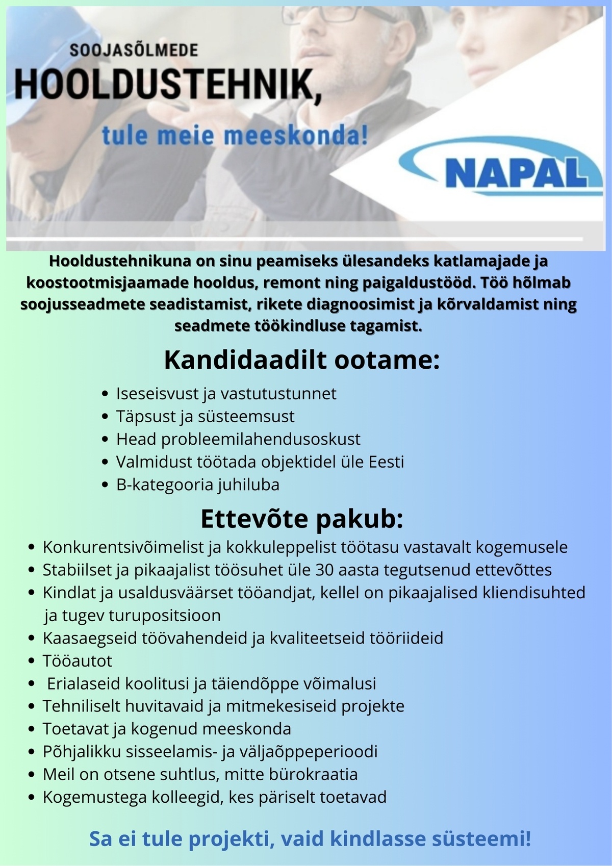 NAPAL SERVICE OÜ Hooldustehnik