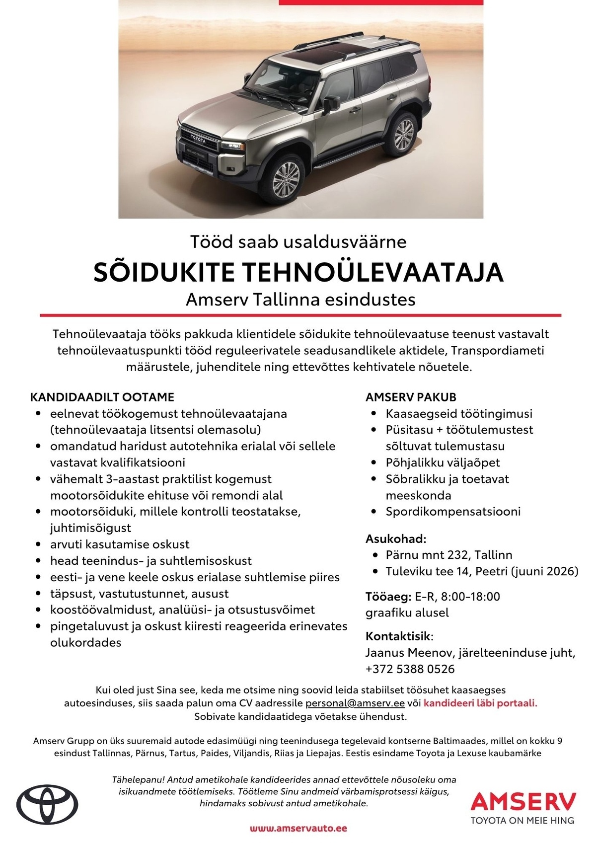 Amserv Grupi AS Tehnoülevaataja Amserv Tallinna esindustes