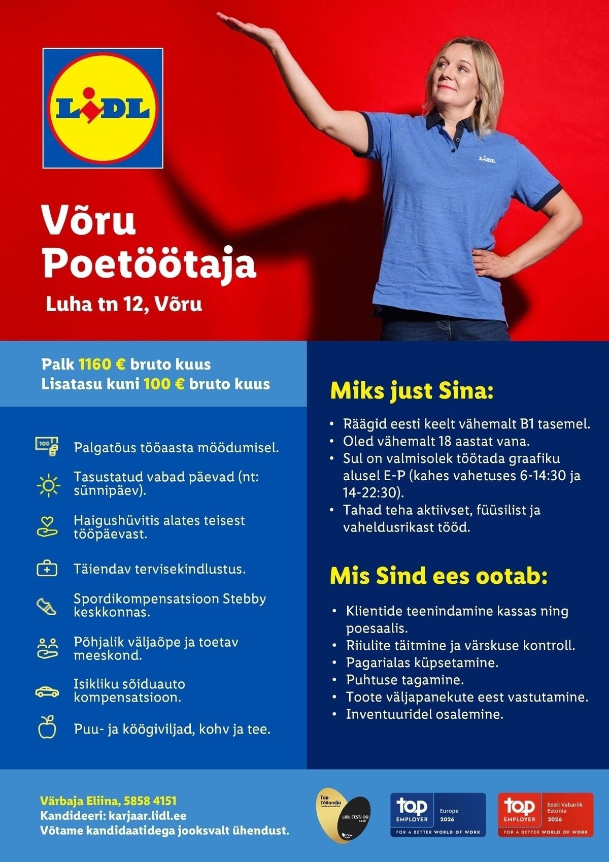 Lidl Eesti OÜ Võru poetöötaja (Luha 12, Võru)