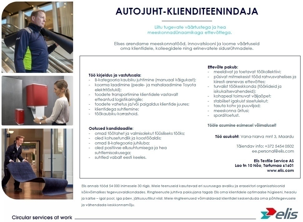 Elis Textile Service AS Autojuht - klienditeenindaja