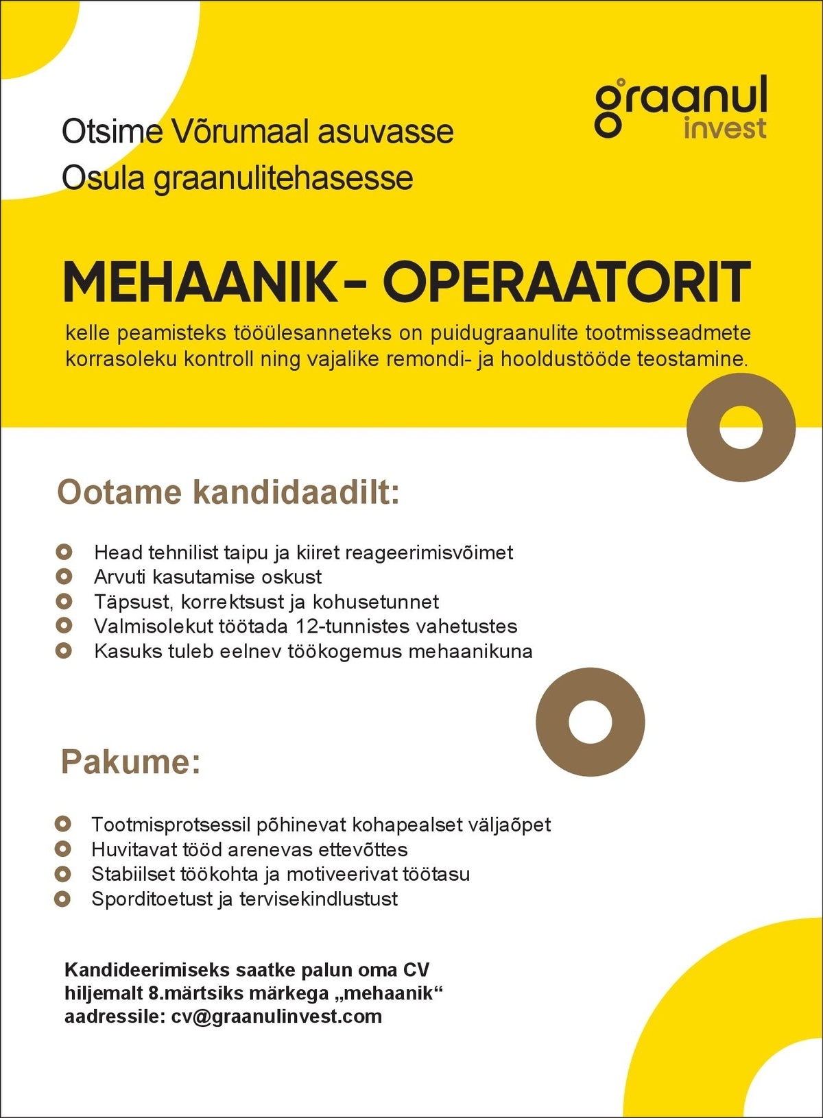 OSULA GRAANUL OÜ Mehaanik-operaator