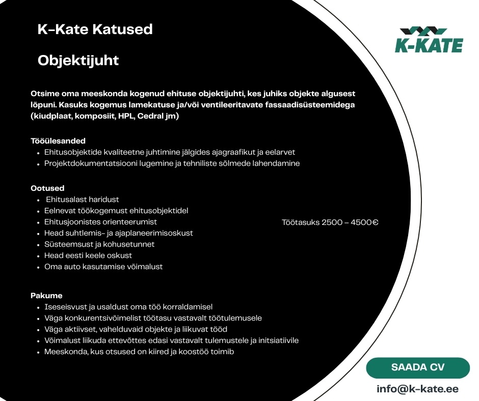 K-Kate Katused OÜ Objektijuht