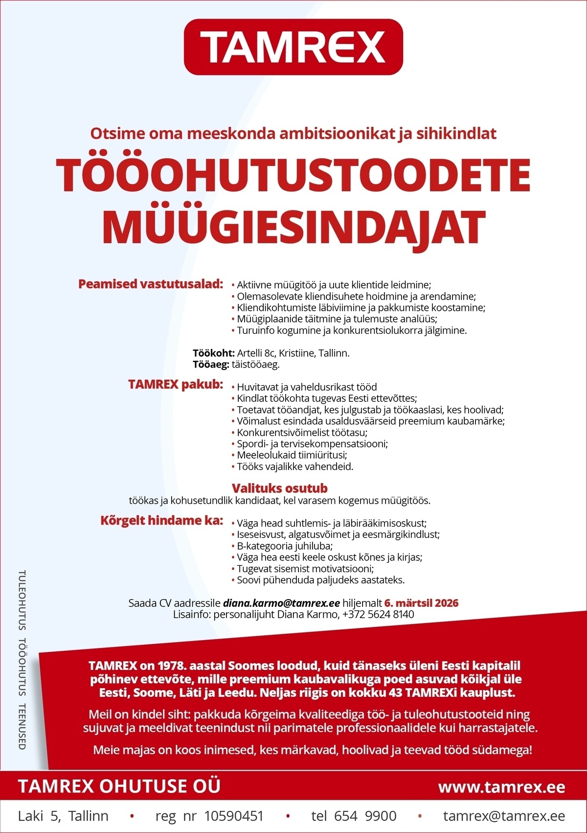 Tamrex Ohutuse OÜ Müügiesindaja