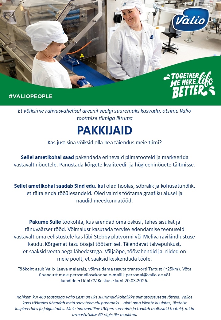 Valio Eesti AS Pakkija