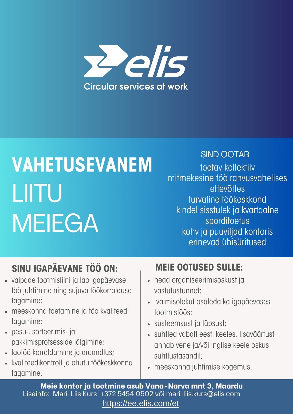 Elis Textile Service AS Vahetusevanem