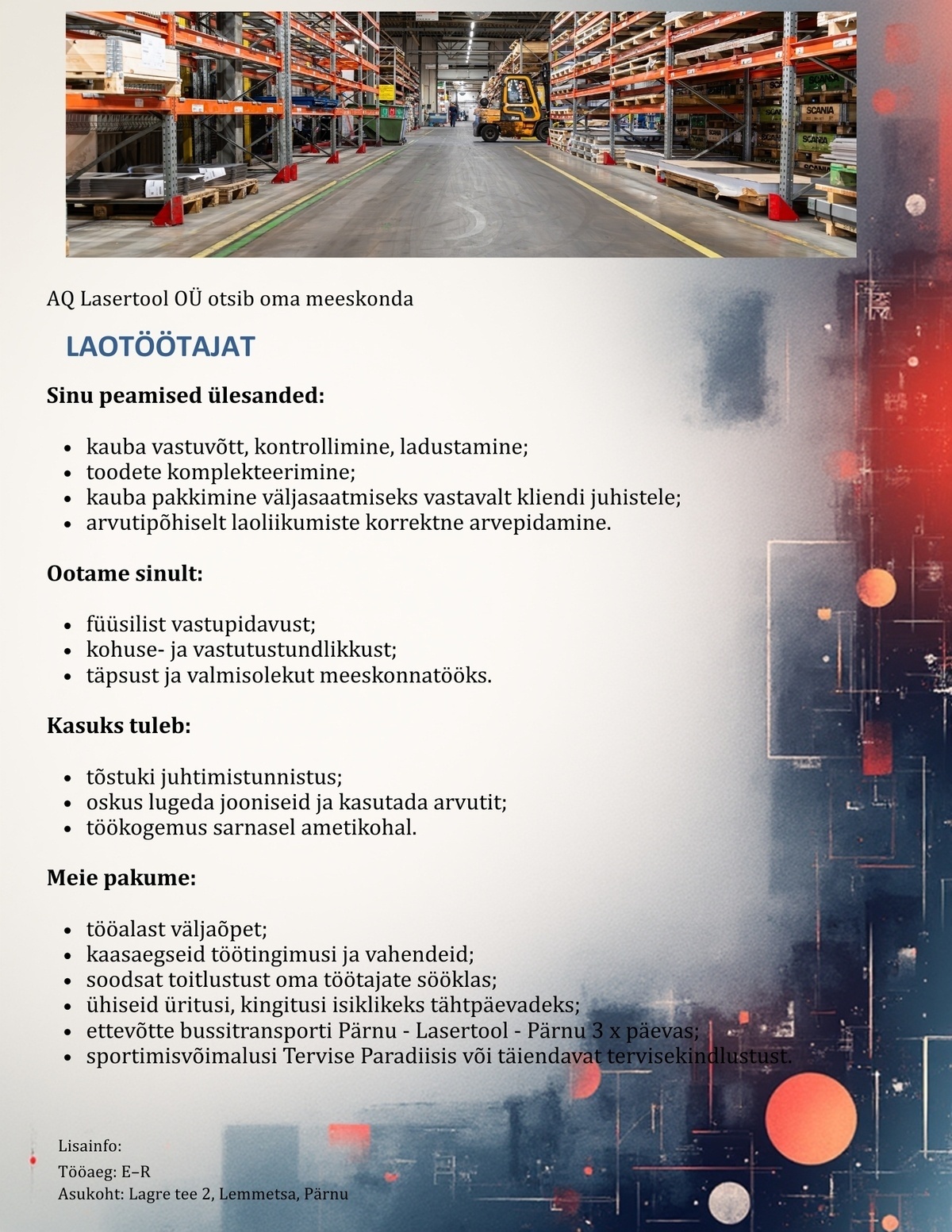 AQ Lasertool OÜ Laotööline