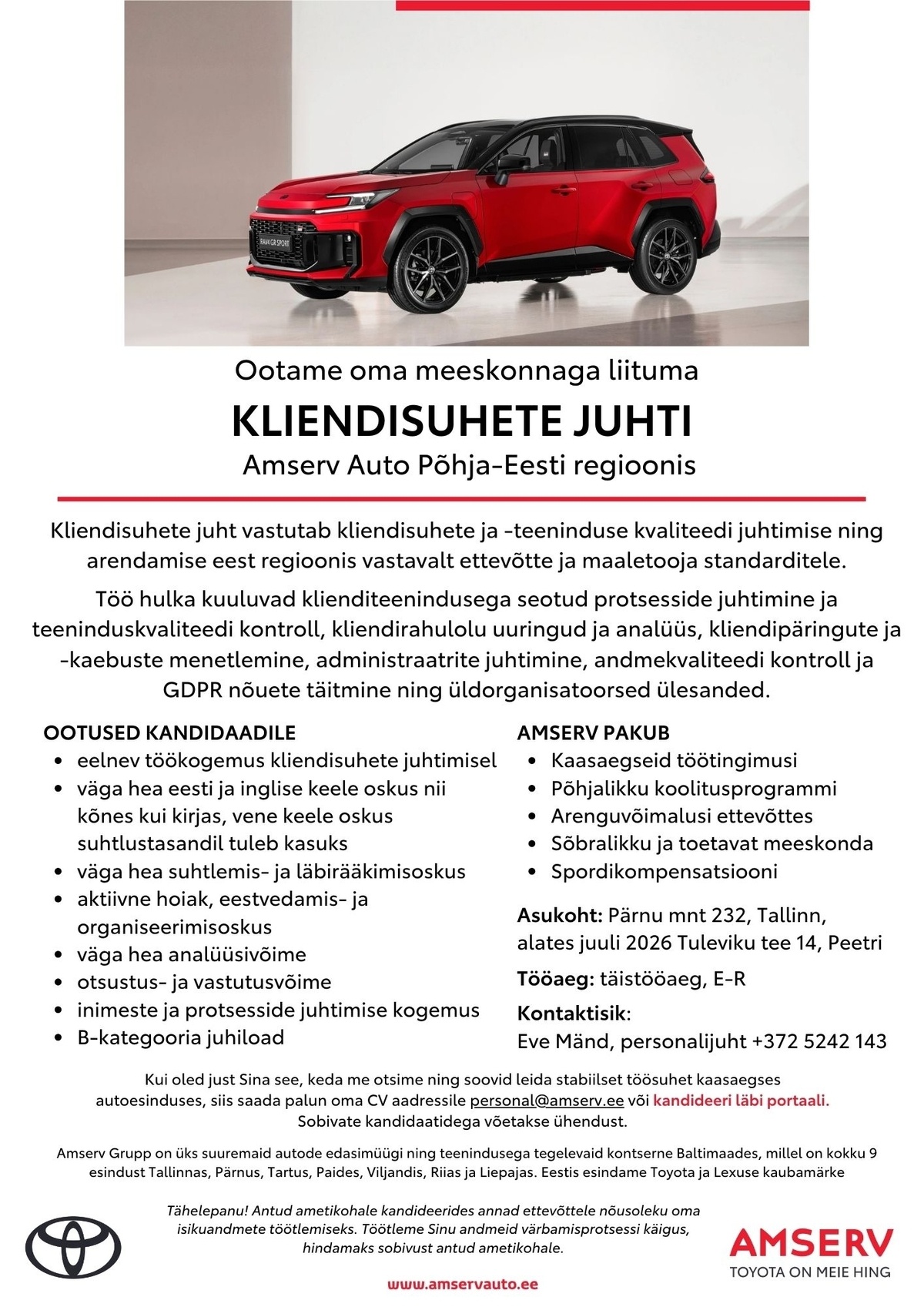 Amserv Grupi AS Kliendisuhete juht