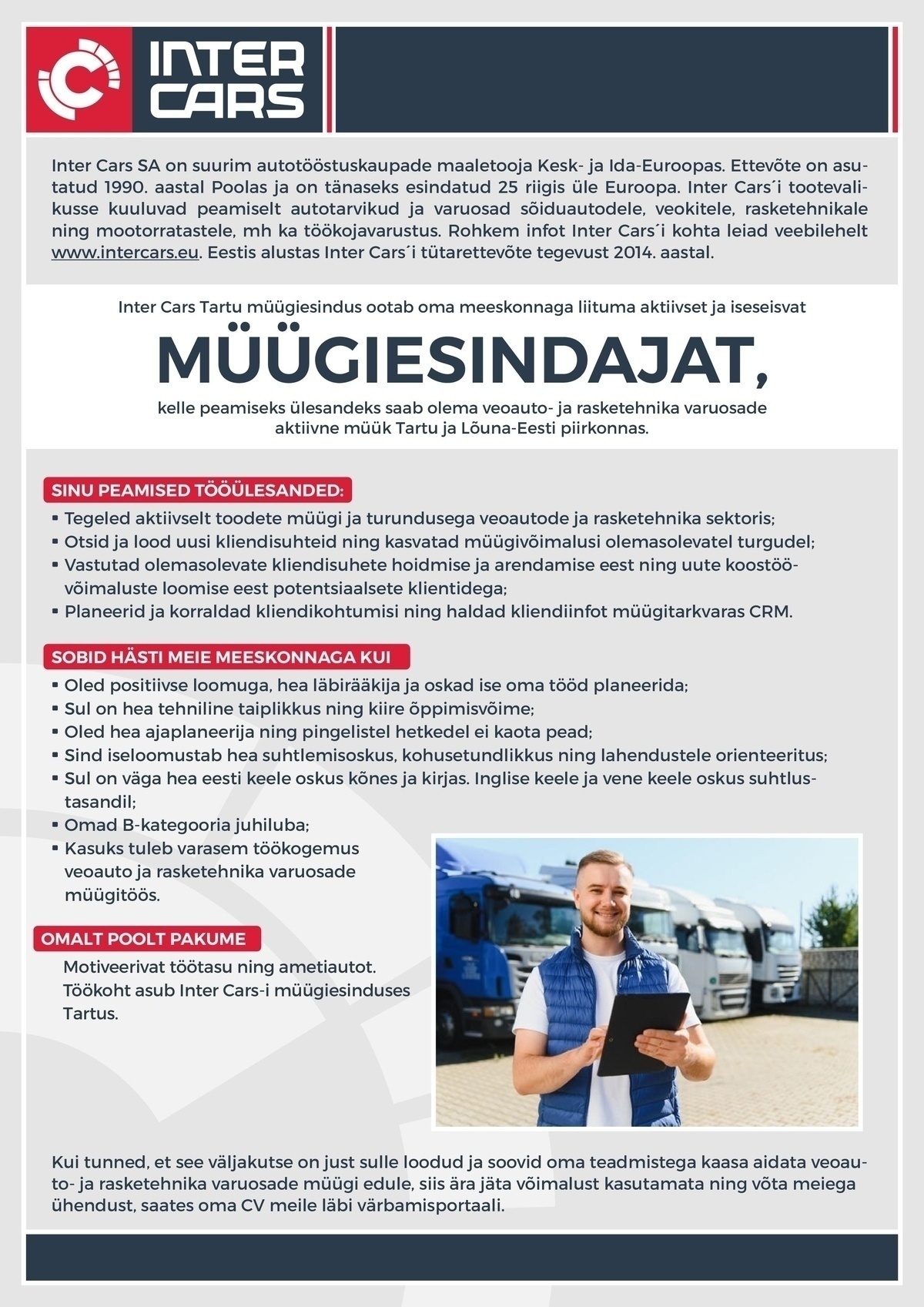 Inter Cars Eesti MÜÜGIESINDAJA (veoauto- ja rasketehnika varuosad)