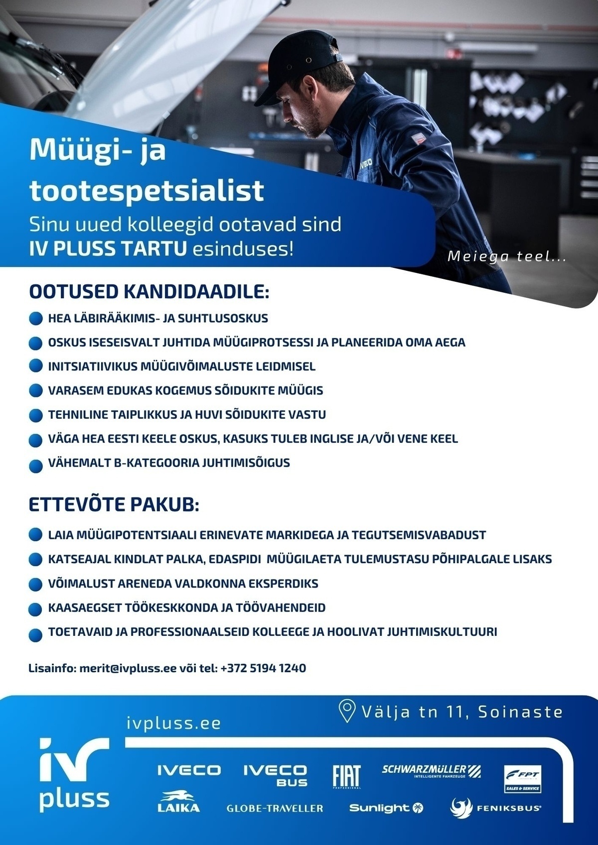 Iv Pluss AS Müügi- ja tootespetsialist