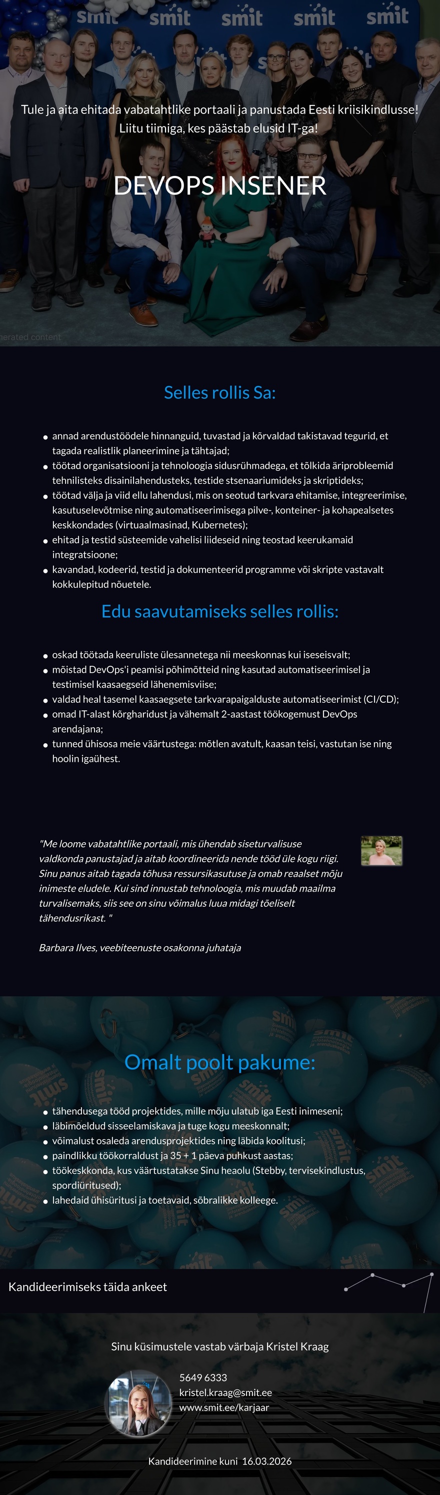 Siseministeeriumi infotehnoloogia- ja arenduskeskus DevOps insener