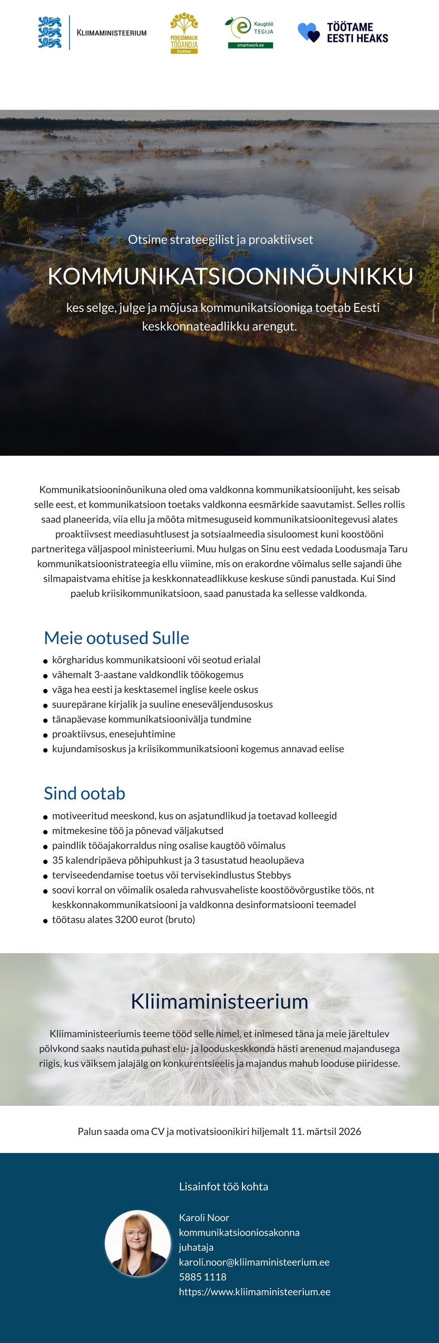 Kliimaministeerium Kommunikatsiooninõunik