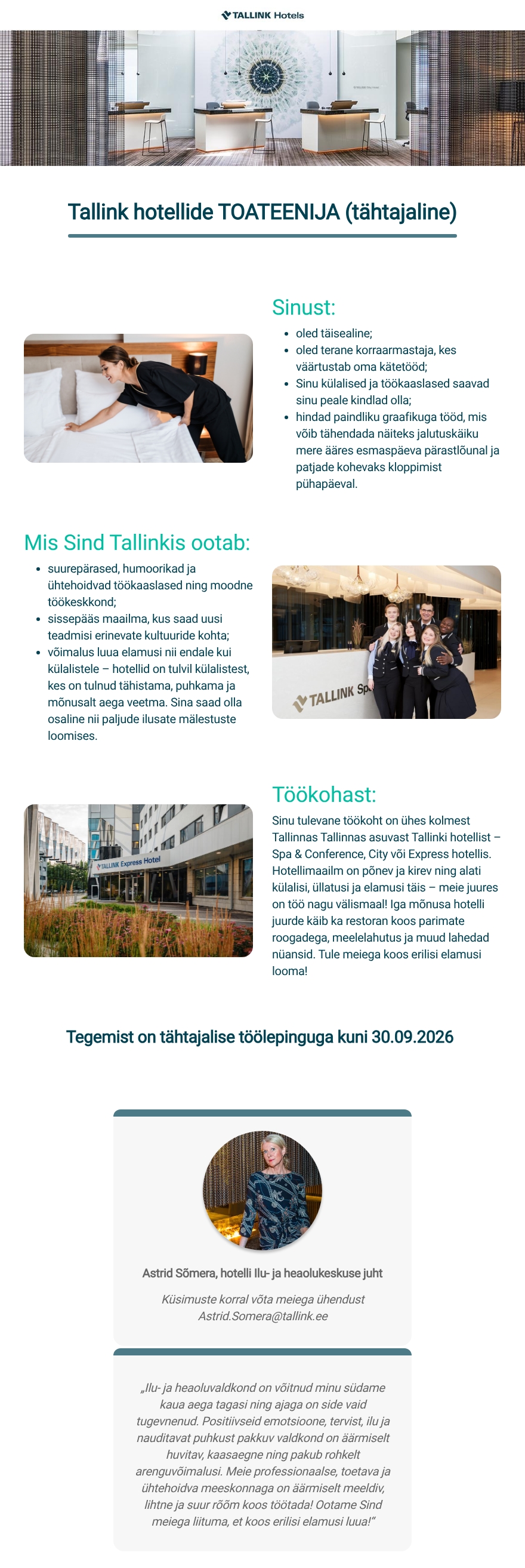 Tallink Grupp AS Toateenija Tallink hotellides