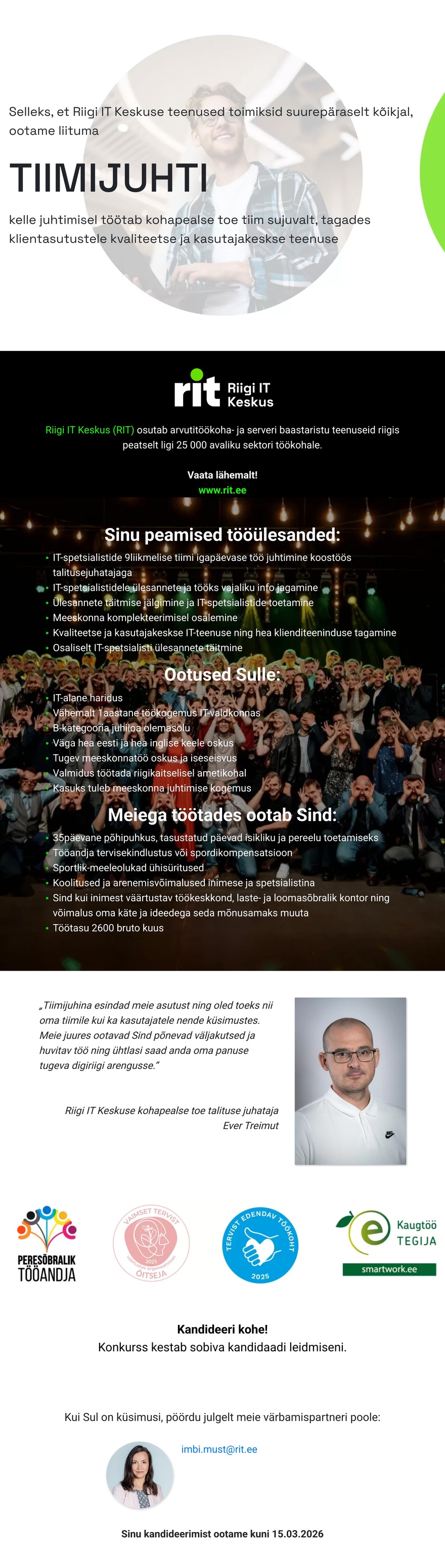 Riigi IT Keskus Tiimijuht